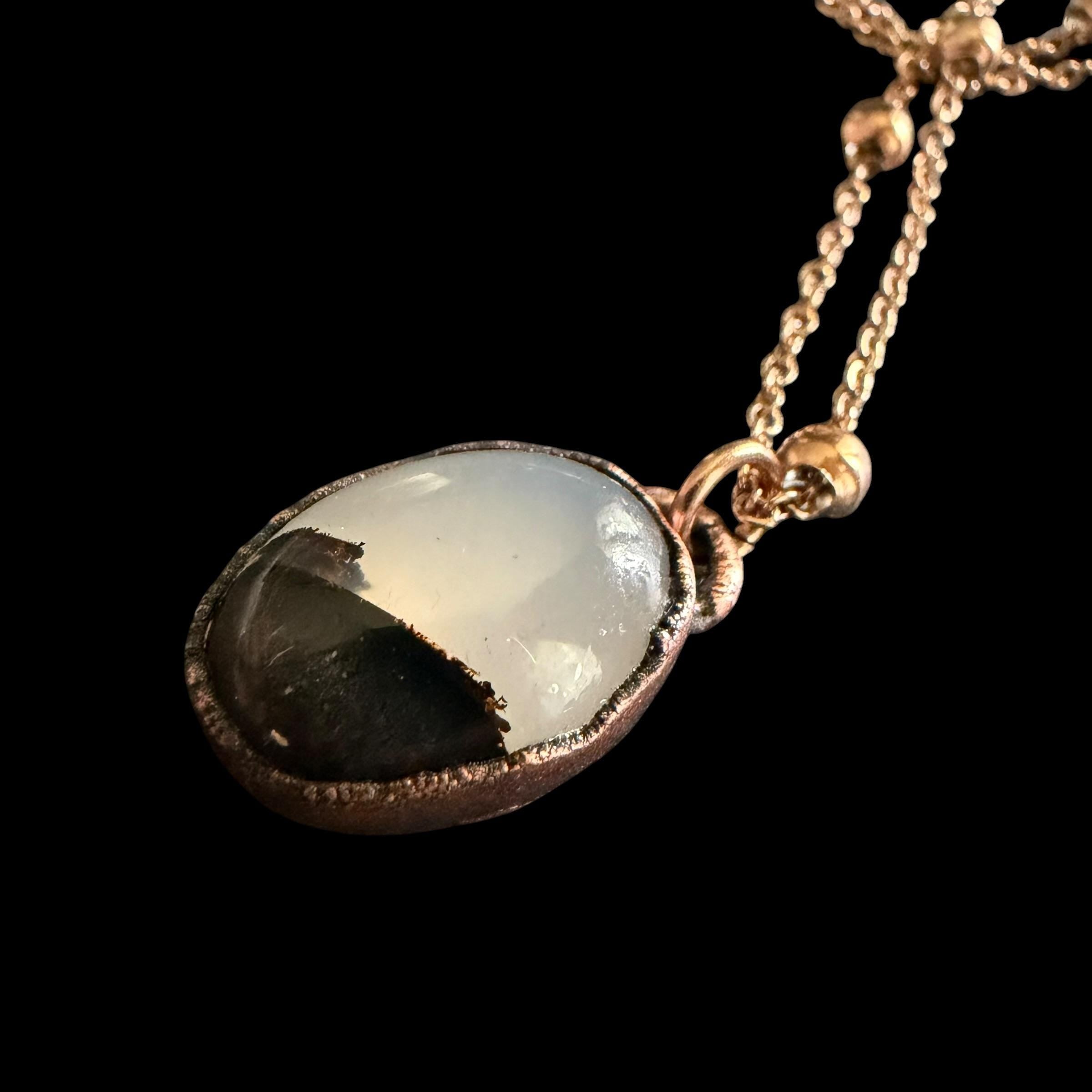 Picture Agate Necklace | Electroformed Copper Pendant | Handmade Crystal Jewelry | Boho Scenic Landscape Necklace