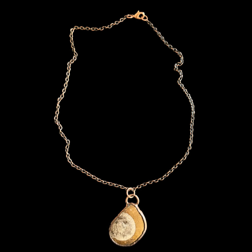 Ammonite Fossil Necklace | Electroformed Copper Pendant | Handmade Ancient Fossil Jewelry | Boho Spiral Necklace
