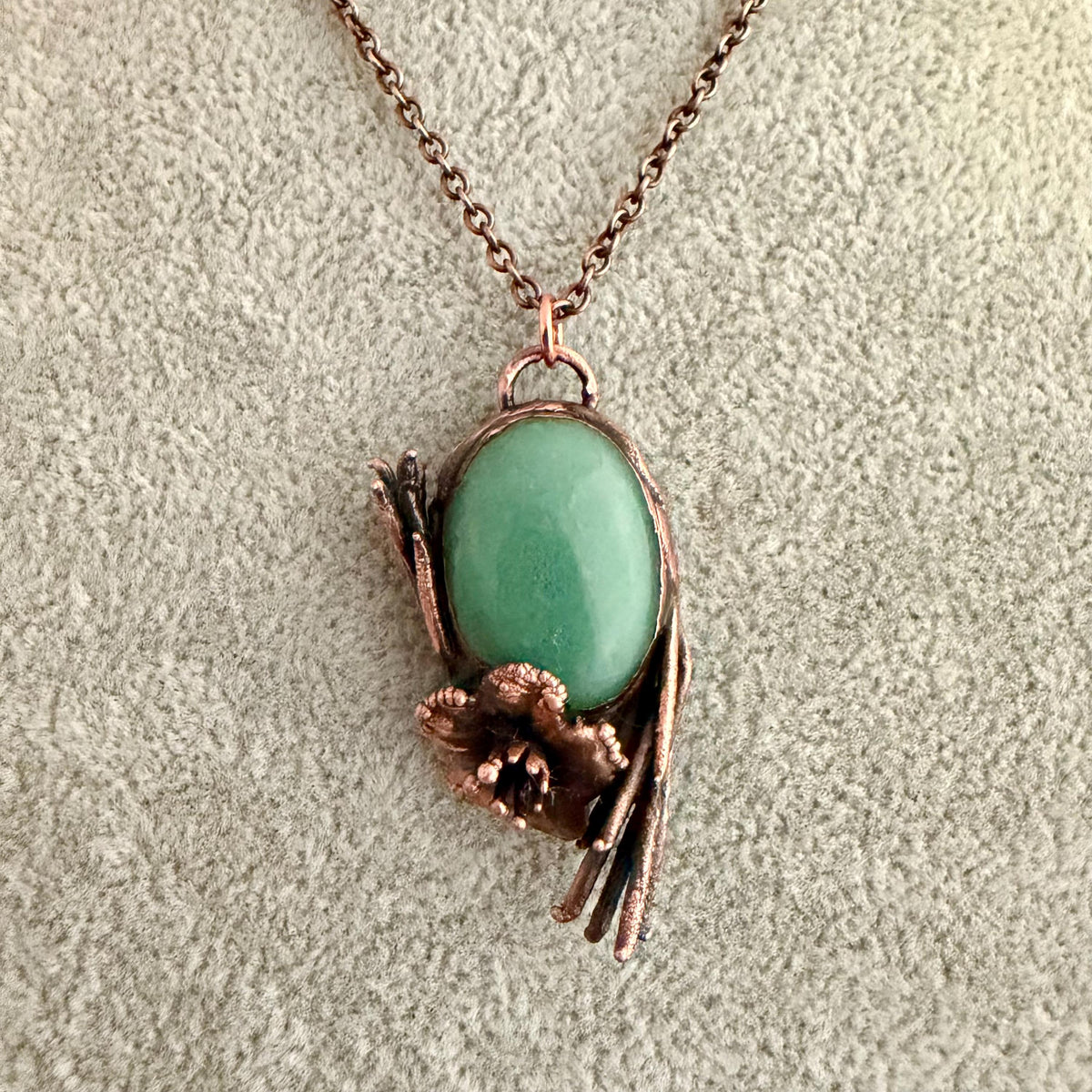 Amazonite Real Flower Necklace | Electroformed Copper Botanical Pendant | Handmade Crystal Jewelry | Boho Nature Necklace