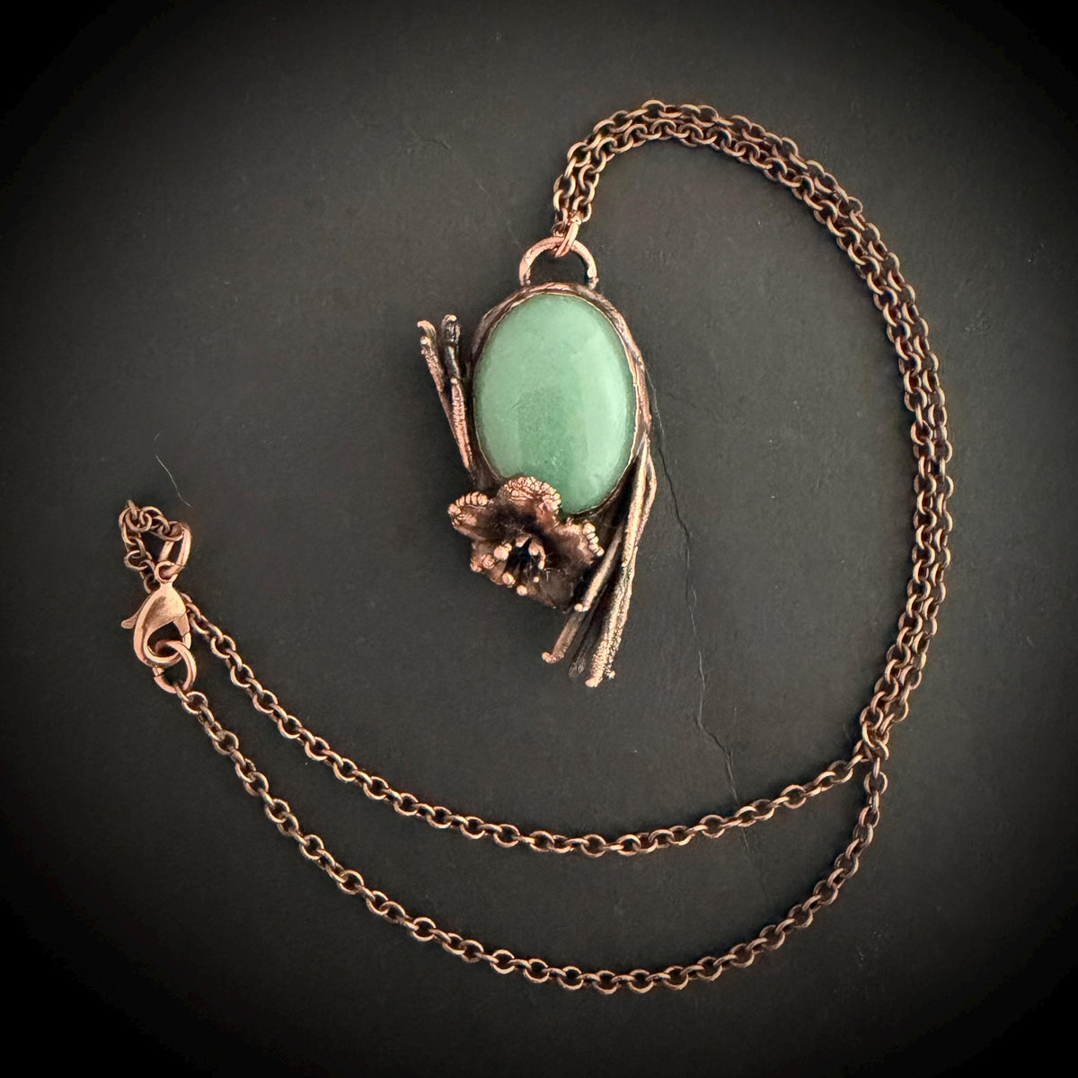 Amazonite Real Flower Necklace | Electroformed Copper Botanical Pendant | Handmade Crystal Jewelry | Boho Nature Necklace
