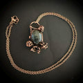 Labradorite Real Flower Necklace | Electroformed Copper Botanical Pendant | Handmade Crystal Jewelry | Boho Magic Necklace