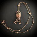Leopardskin Jasper Real Flower Necklace | Electroformed Copper Botanical Pendant | Handmade Crystal Jewelry | Boho Necklace