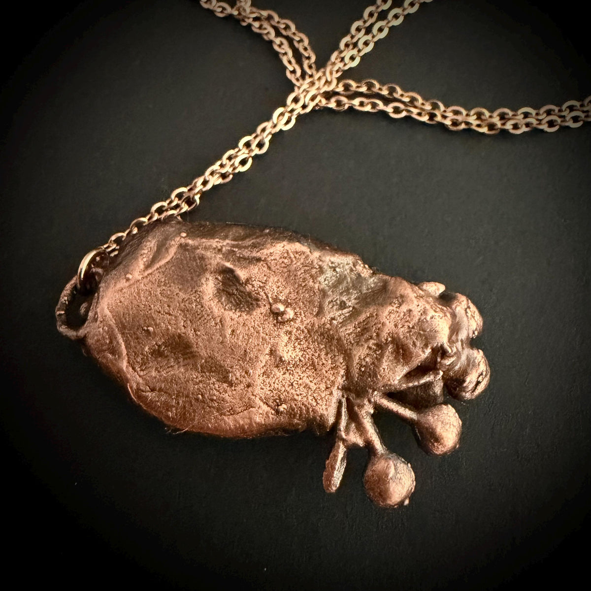 Strawberry Quartz Real Flower Necklace | Electroformed Copper Botanical Pendant | Handmade Crystal Jewelry | Boho Love Necklace