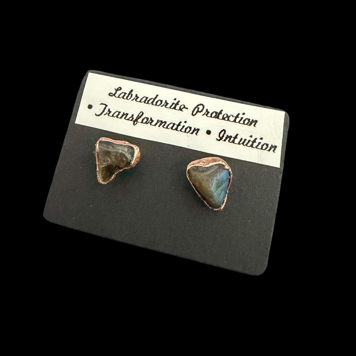 Labradorite Earrings / Copper Studs / Electroformed Jewelry __etsy:8435779872