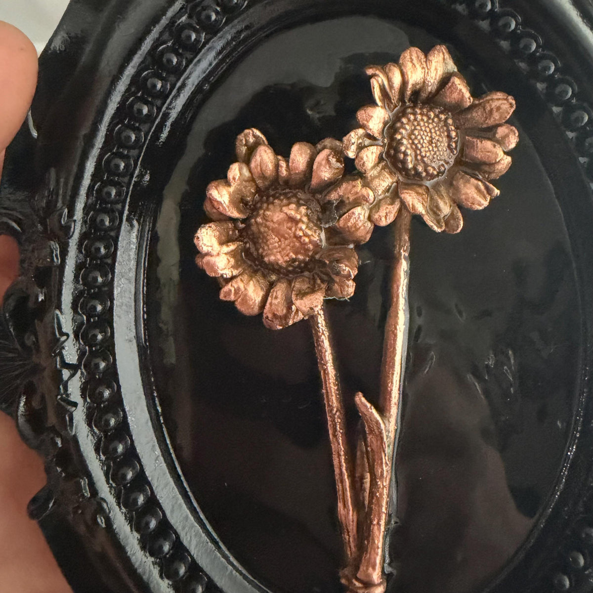Electroformed Real Flower Wall Art in Ornate Oval Frame | Copper Preserved Botanical Decor | Boho Nature Gift | Pressed Flower Art