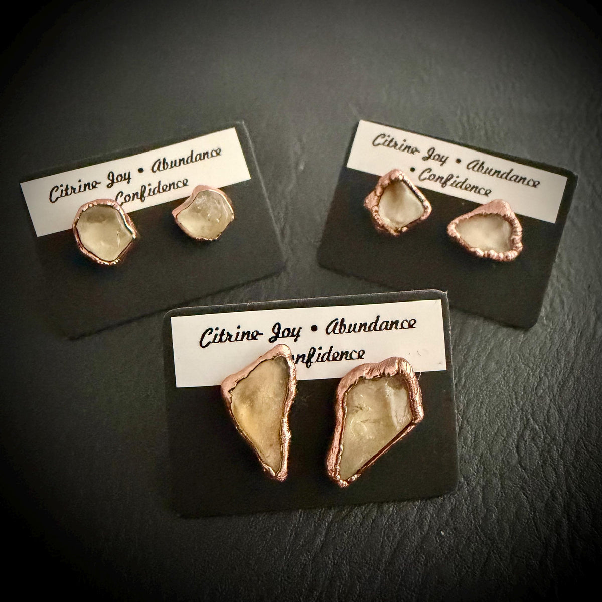 Raw Citrine Copper Stud Earrings | Electroformed Crystal Studs | Boho Gemstone Earrings | Citrine Abundance Gift for Her