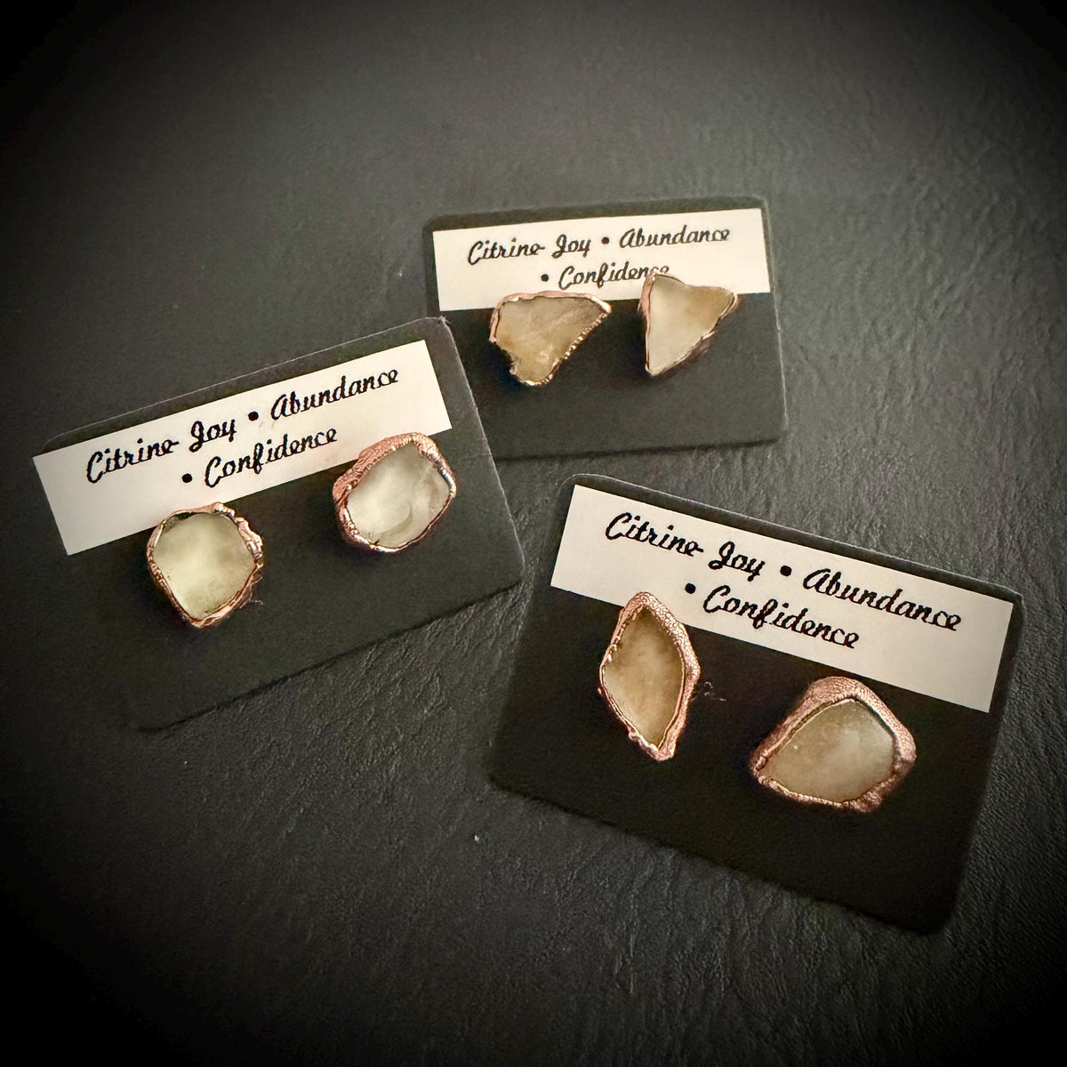 Raw Citrine Copper Stud Earrings | Electroformed Crystal Studs | Boho Gemstone Earrings | Citrine Abundance Gift for Her