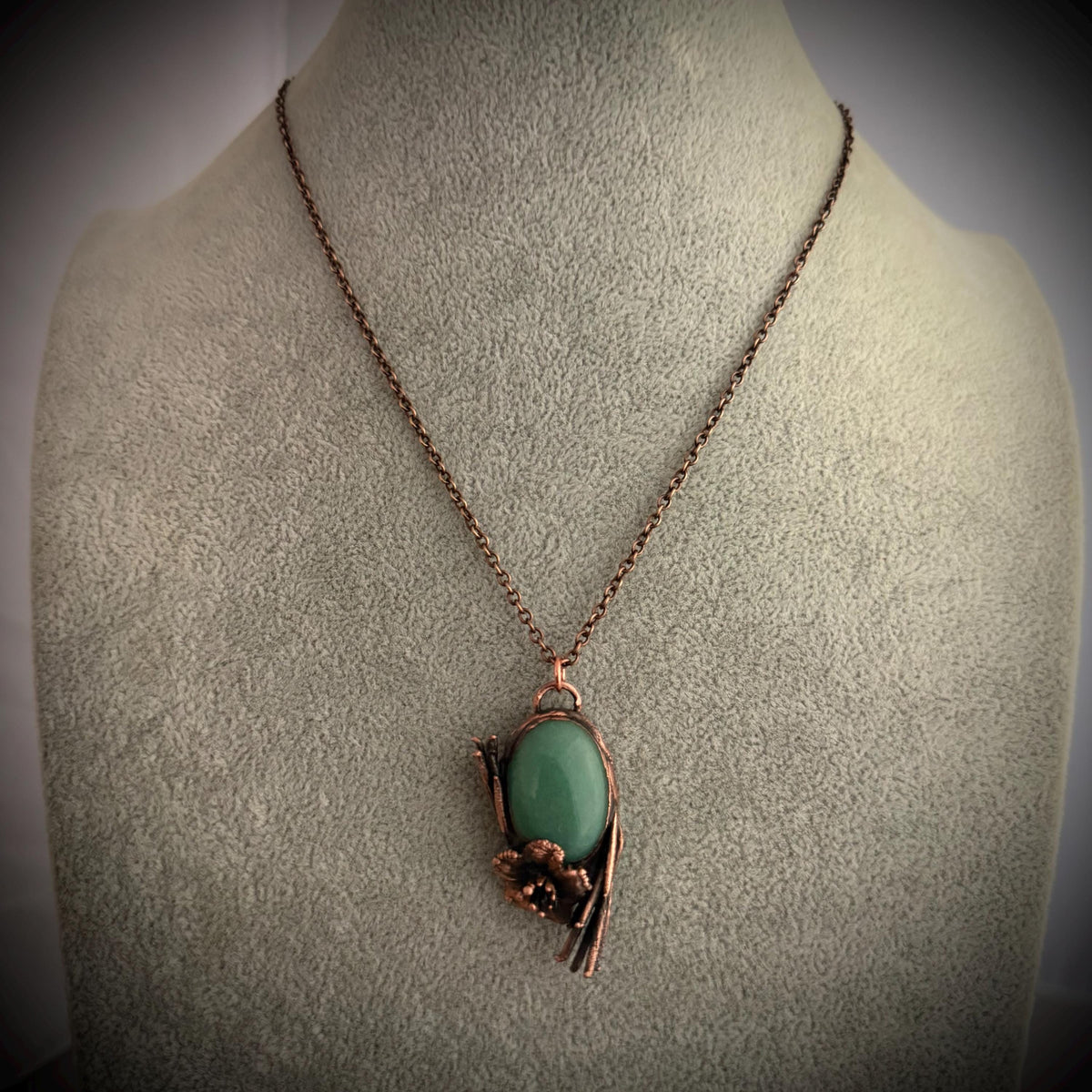 Amazonite Real Flower Necklace | Electroformed Copper Botanical Pendant | Handmade Crystal Jewelry | Boho Nature Necklace