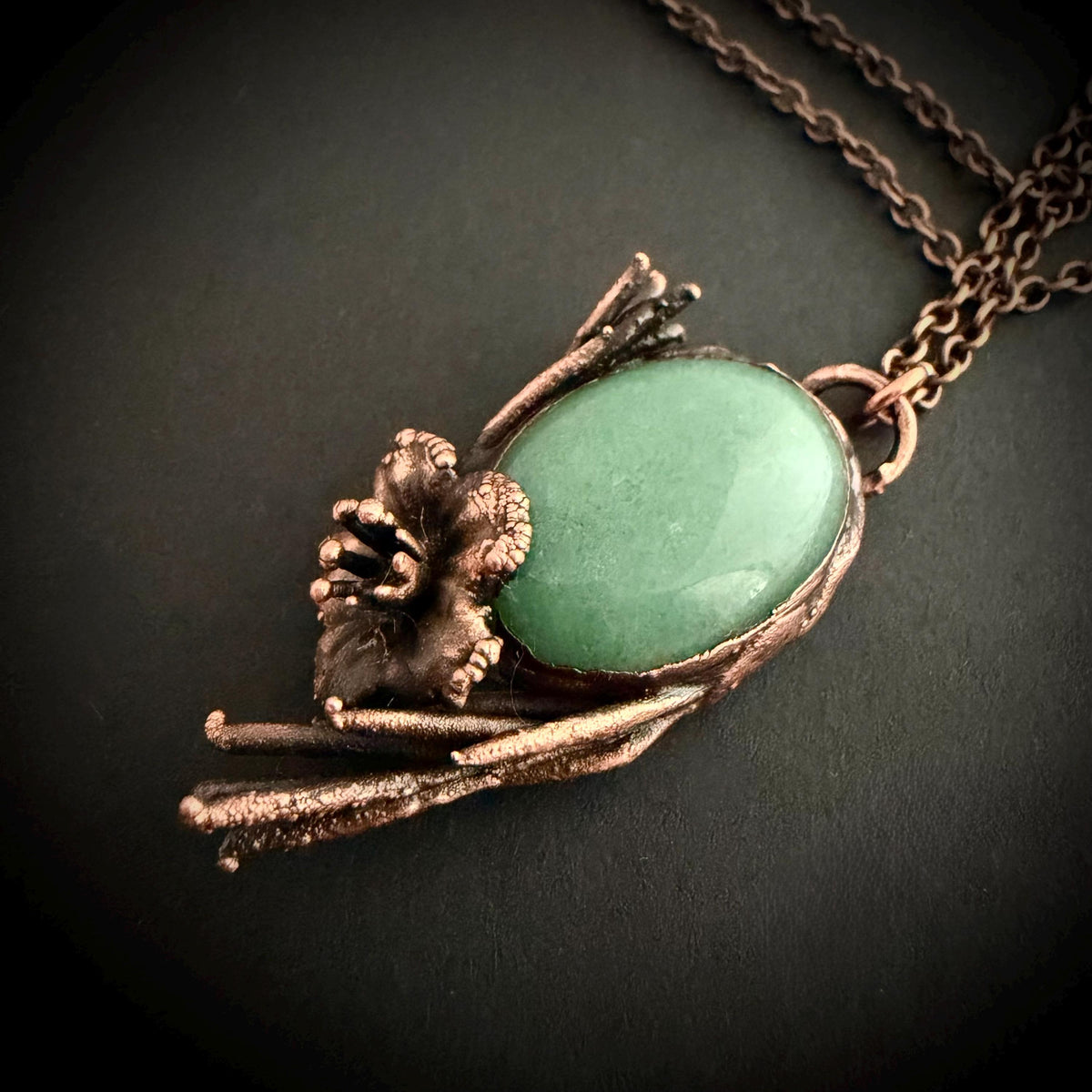 Amazonite Real Flower Necklace | Electroformed Copper Botanical Pendant | Handmade Crystal Jewelry | Boho Nature Necklace