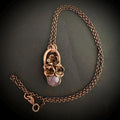 Amethyst Real Flower Necklace | Electroformed Copper Botanical Pendant | Handmade Crystal Jewelry | Boho Healing Necklace