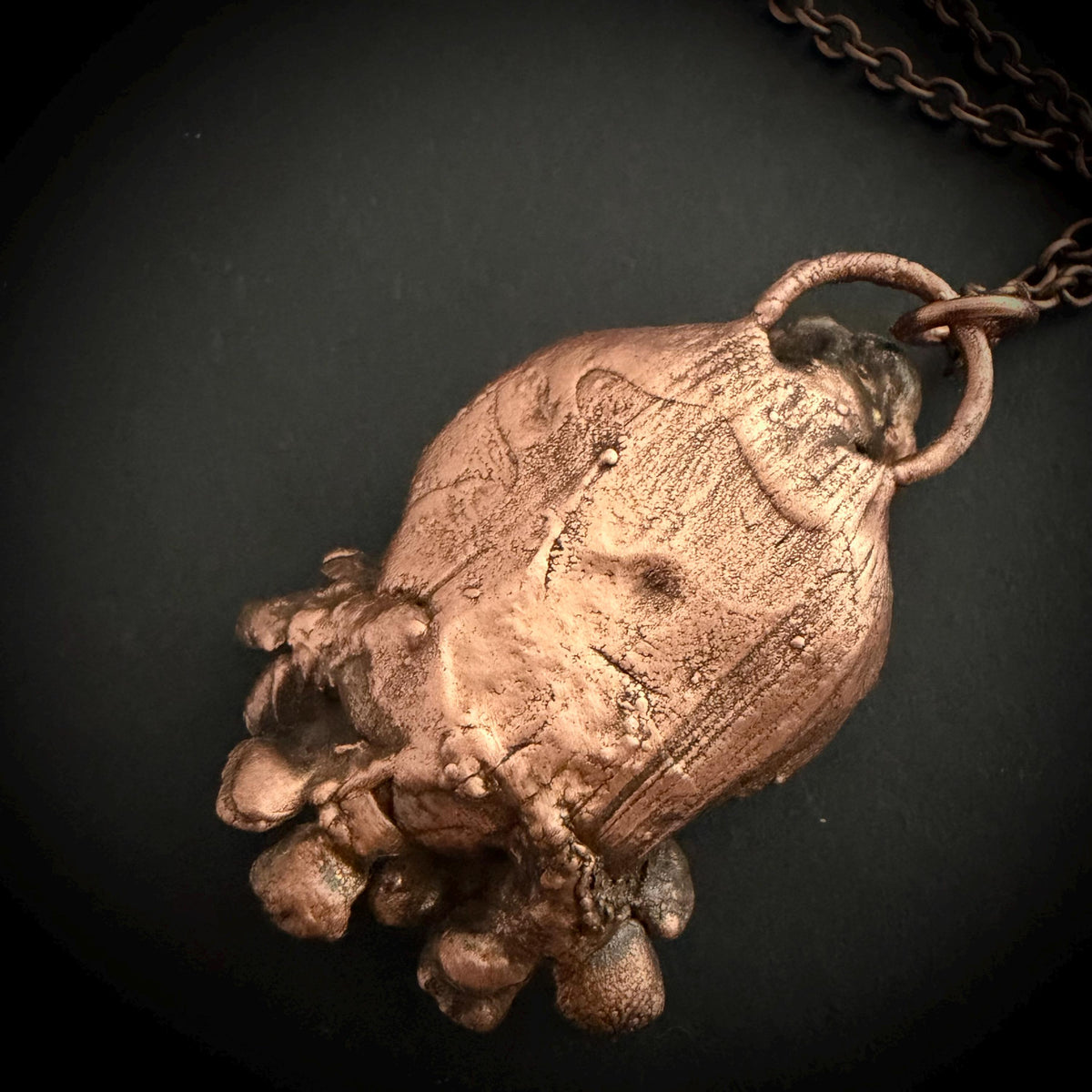 Grey Agate Heart Real Flower Necklace | Electroformed Copper Botanical Pendant | Handmade Crystal Jewelry | Boho Love Necklace