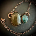Golden Sheen Obsidian & Labradorite Copper Necklace | Electroformed Pendant | Handmade Crystal Jewelry | Boho Gemstone Necklace