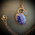 Sodalite & Labradorite Copper Necklace | Electroformed Blue Gemstone Pendant | Handmade Crystal Jewelry | Boho Necklace
