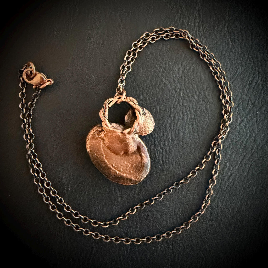 Strawberry Quartz & Labradorite Necklace | Electroformed Copper Pendant | Handmade Crystal Jewelry | Boho Pink Gemstone Necklace