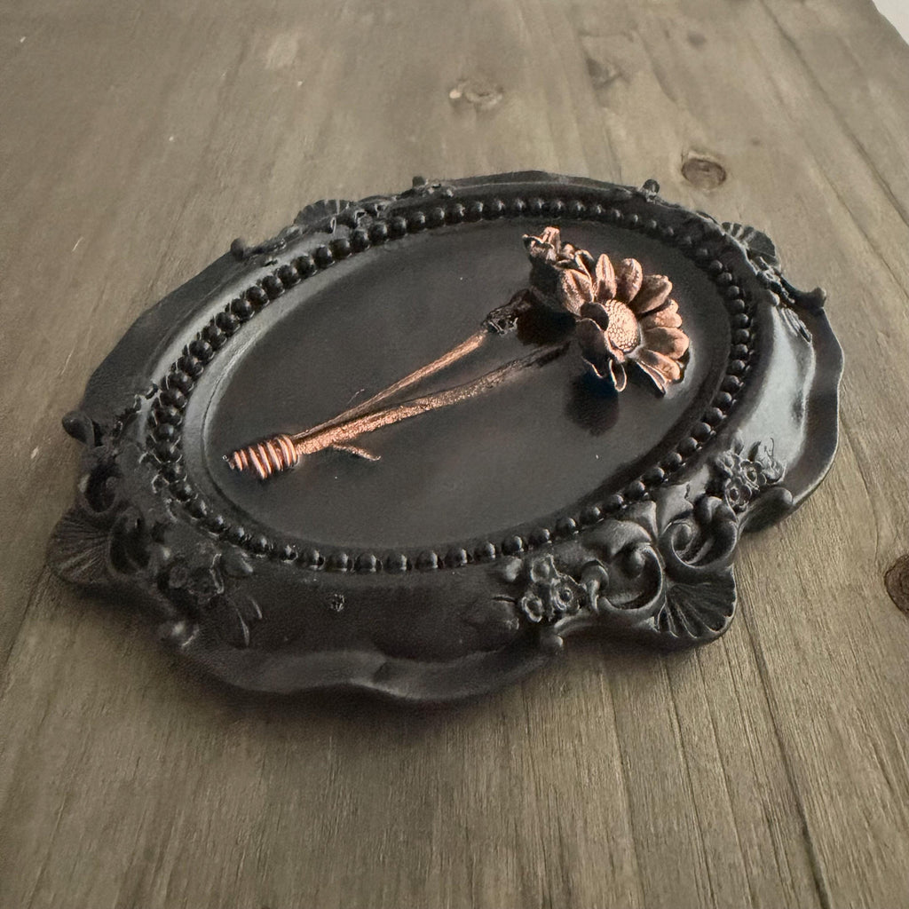 Electroformed Real Flower Wall Art in Ornate Oval Frame | Copper Preserved Botanical Decor | Boho Nature Gift | Pressed Flower Art