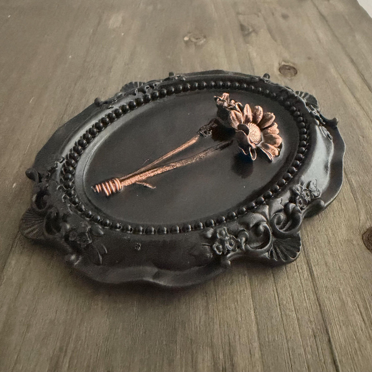 Electroformed Real Flower Wall Art in Ornate Oval Frame | Copper Preserved Botanical Decor | Boho Nature Gift | Pressed Flower Art