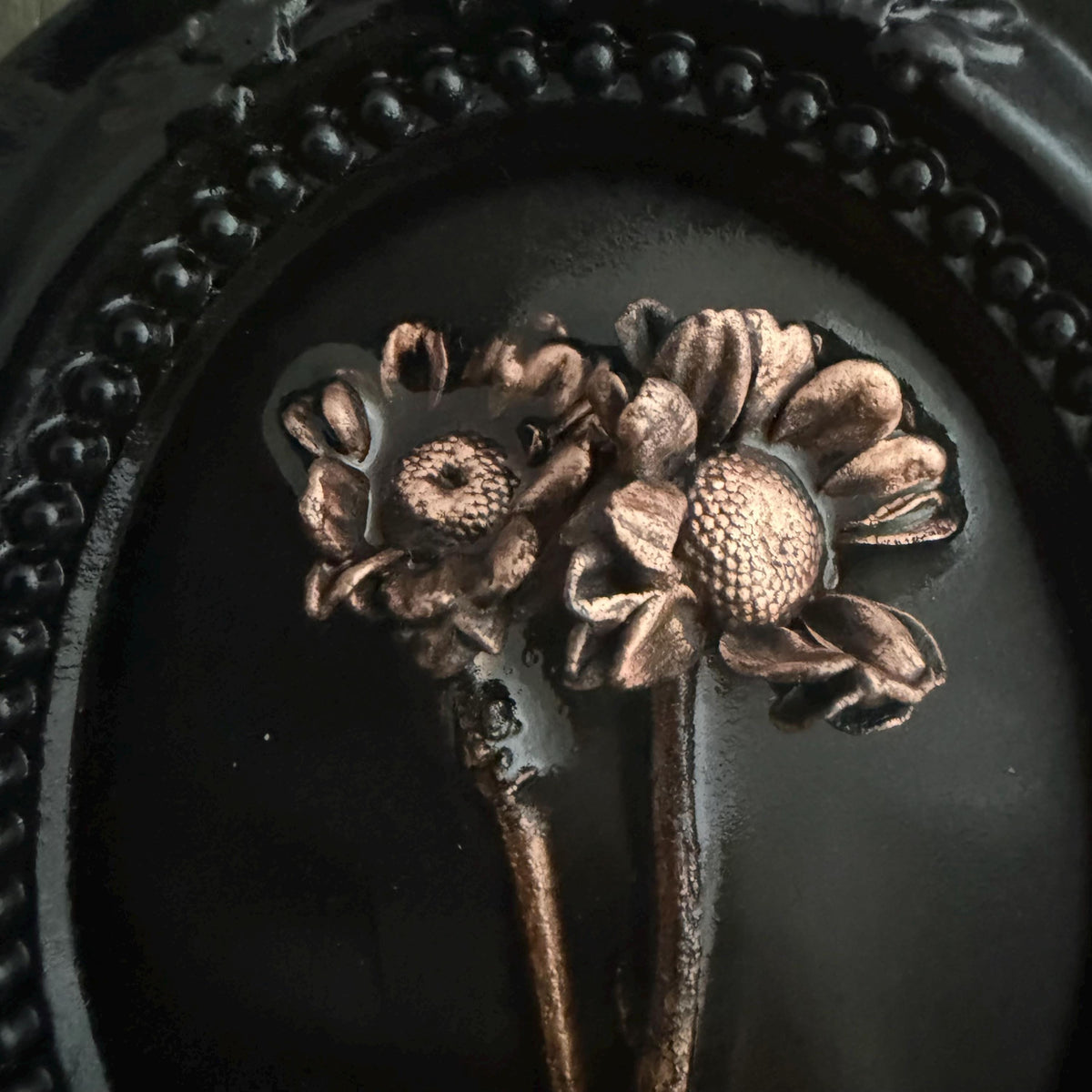Electroformed Real Flower Wall Art in Ornate Oval Frame | Copper Preserved Botanical Decor | Boho Nature Gift | Pressed Flower Art