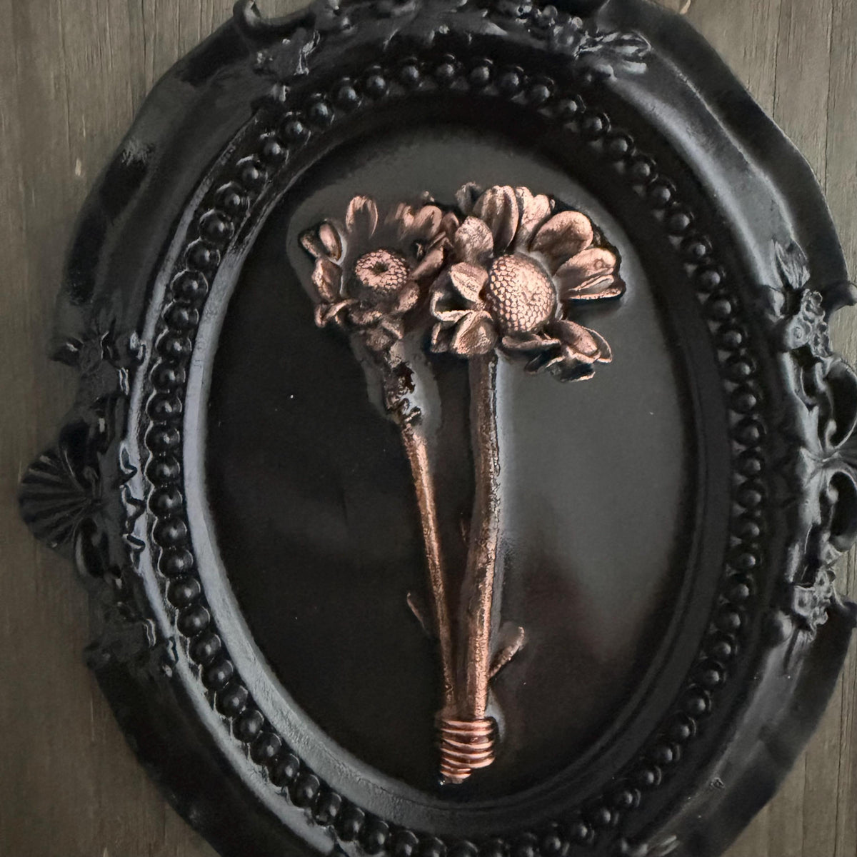 Electroformed Real Flower Wall Art in Ornate Oval Frame | Copper Preserved Botanical Decor | Boho Nature Gift | Pressed Flower Art