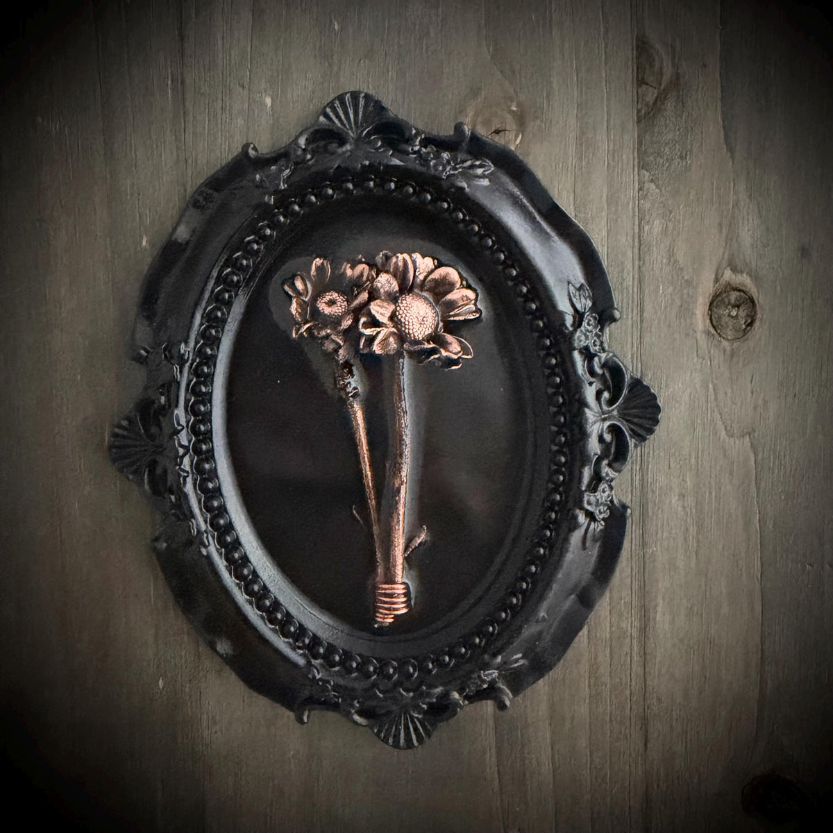 Electroformed Real Flower Wall Art in Ornate Oval Frame | Copper Preserved Botanical Decor | Boho Nature Gift | Pressed Flower Art