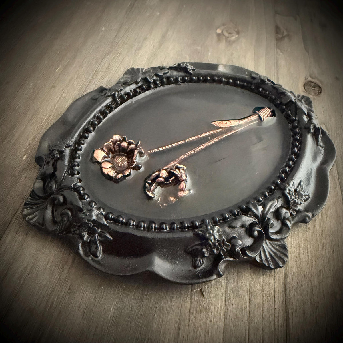 Electroformed Real Flower Wall Art in Ornate Oval Frame | Copper Preserved Botanical Decor | Boho Nature Gift | Pressed Flower Art