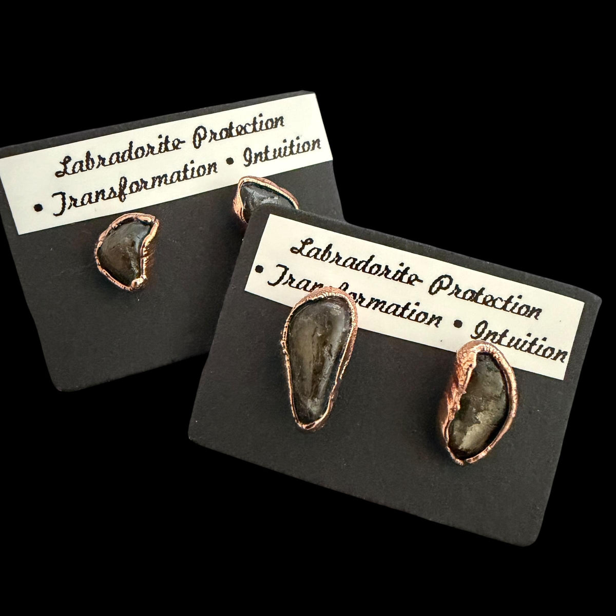Labradorite Earrings / Copper Studs / Electroformed Jewelry __etsy:8483649213