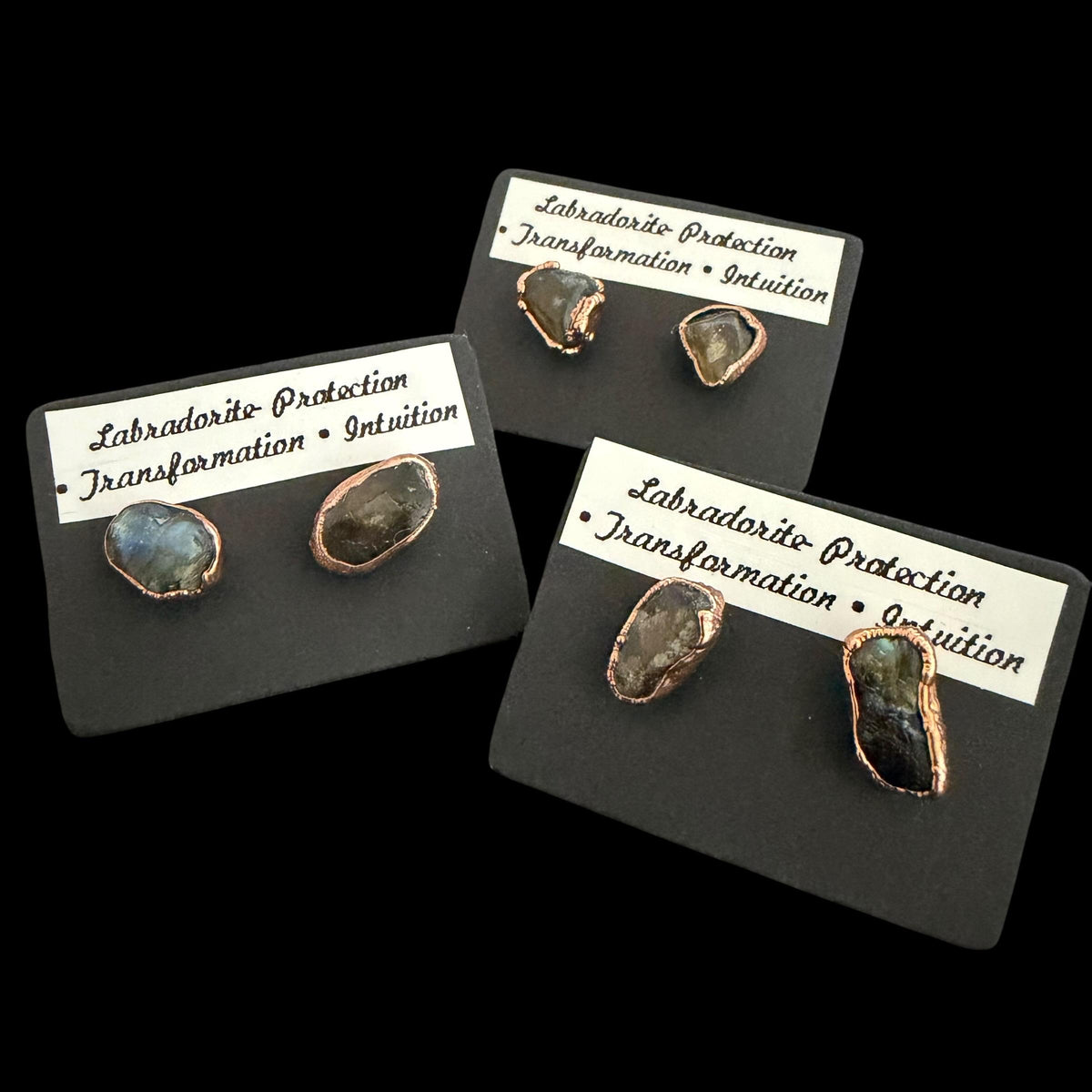 Labradorite Earrings / Copper Studs / Electroformed Jewelry __etsy:8483649217