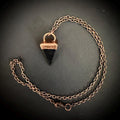Black Obsidian Point Necklace | Electroformed Copper Pendant | Handmade Crystal Necklace | Boho Protection Jewelry