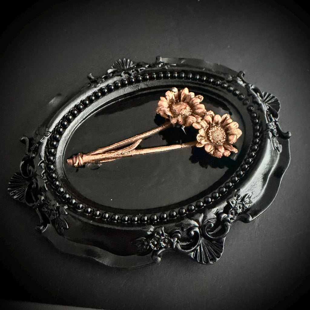 Electroformed Real Flower Wall Art in Ornate Oval Frame | Copper Preserved Botanical Decor | Boho Nature Gift | Pressed Flower Art