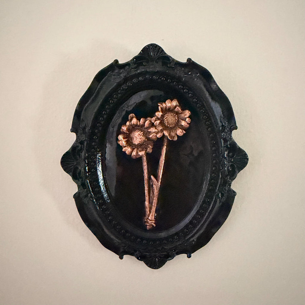 Electroformed Real Flower Wall Art in Ornate Oval Frame | Copper Preserved Botanical Decor | Boho Nature Gift | Pressed Flower Art