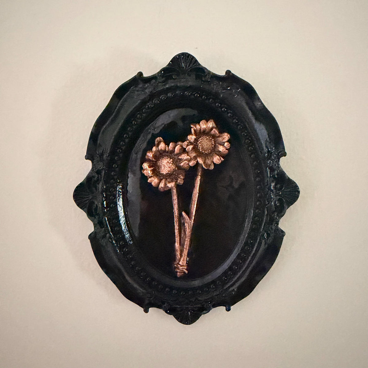 Electroformed Real Flower Wall Art in Ornate Oval Frame | Copper Preserved Botanical Decor | Boho Nature Gift | Pressed Flower Art