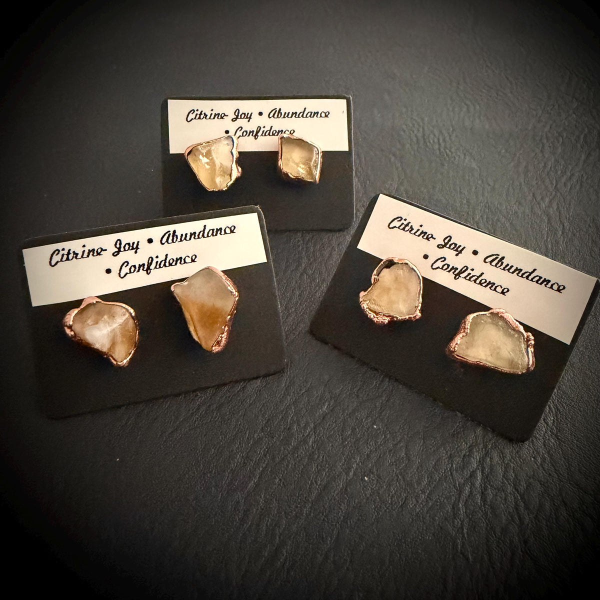 Raw Citrine Copper Stud Earrings | Electroformed Crystal Studs | Boho Gemstone Earrings | Citrine Abundance Gift for Her