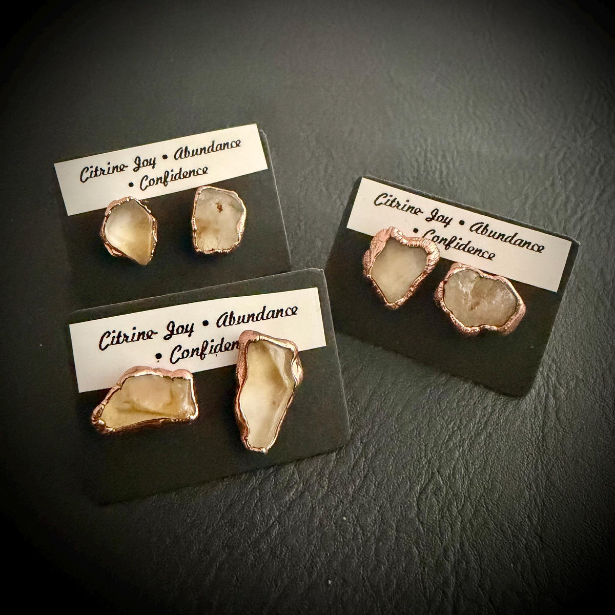 Raw Citrine Copper Stud Earrings | Electroformed Crystal Studs | Boho Gemstone Earrings | Citrine Abundance Gift for Her