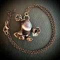 Chevron Amethyst Botanical Necklace | Real Flowers Electroformed in Copper | Handmade Crystal Jewelry | Boho Nature Necklace