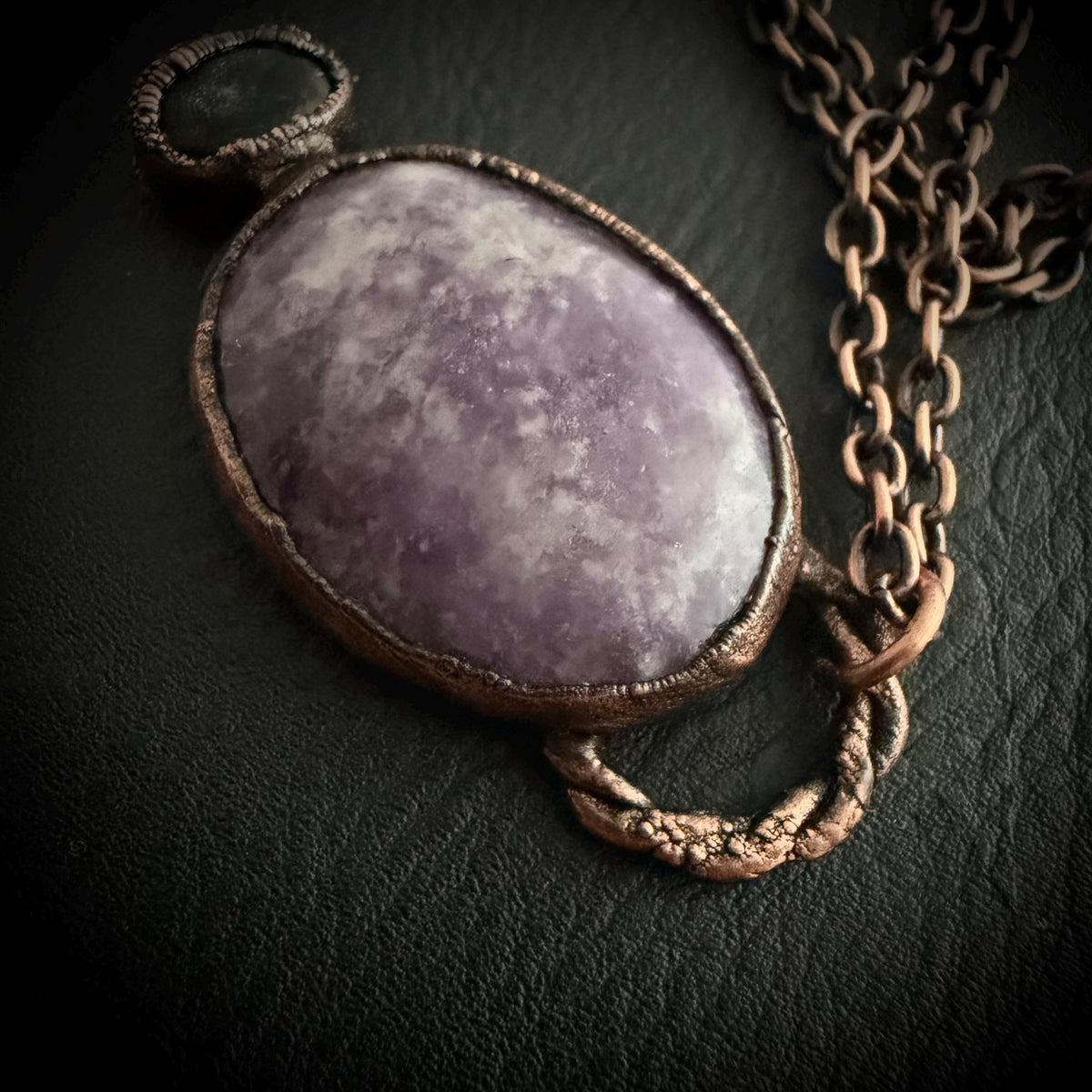 Lepidolite & Labradorite Necklace | Electroformed Copper Pendant | Handmade Crystal Jewelry | Boho Calming Gemstone Necklace