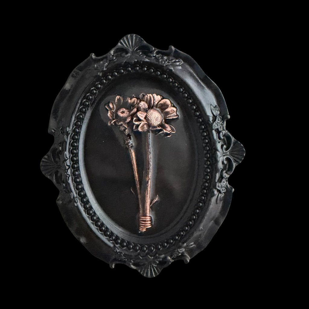 Electroformed Real Flower Wall Art in Ornate Oval Frame | Copper Preserved Botanical Decor | Boho Nature Gift | Pressed Flower Art