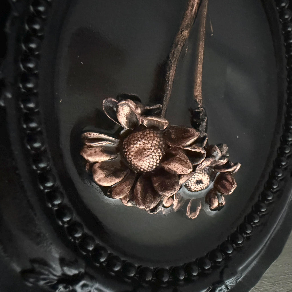 Electroformed Real Flower Wall Art in Ornate Oval Frame | Copper Preserved Botanical Decor | Boho Nature Gift | Pressed Flower Art