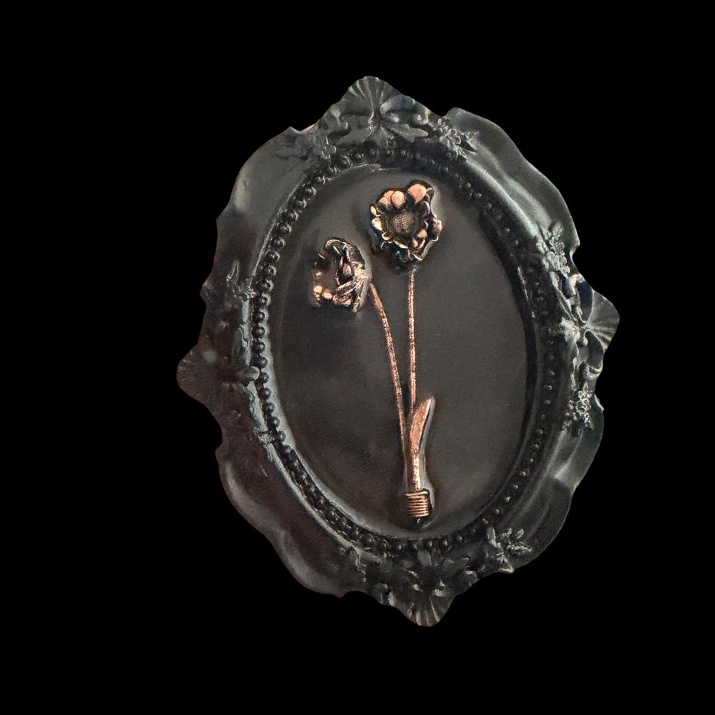 Electroformed Real Flower Wall Art in Ornate Oval Frame | Copper Preserved Botanical Decor | Boho Nature Gift | Pressed Flower Art