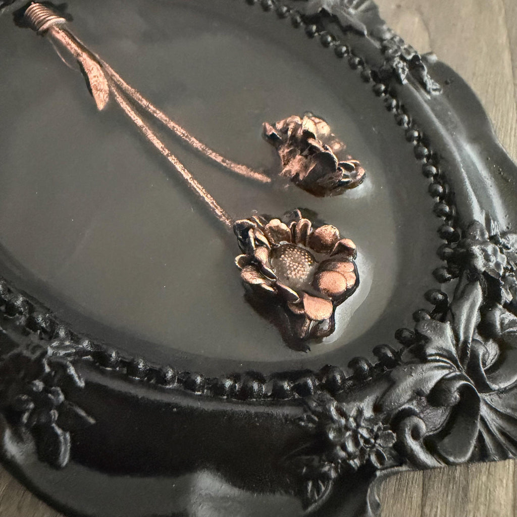 Electroformed Real Flower Wall Art in Ornate Oval Frame | Copper Preserved Botanical Decor | Boho Nature Gift | Pressed Flower Art