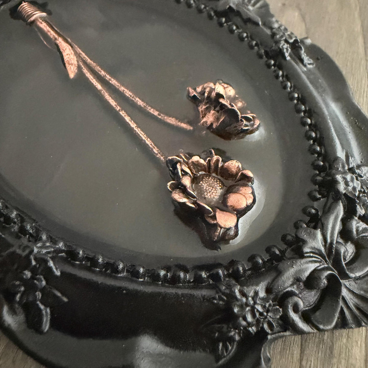 Electroformed Real Flower Wall Art in Ornate Oval Frame | Copper Preserved Botanical Decor | Boho Nature Gift | Pressed Flower Art