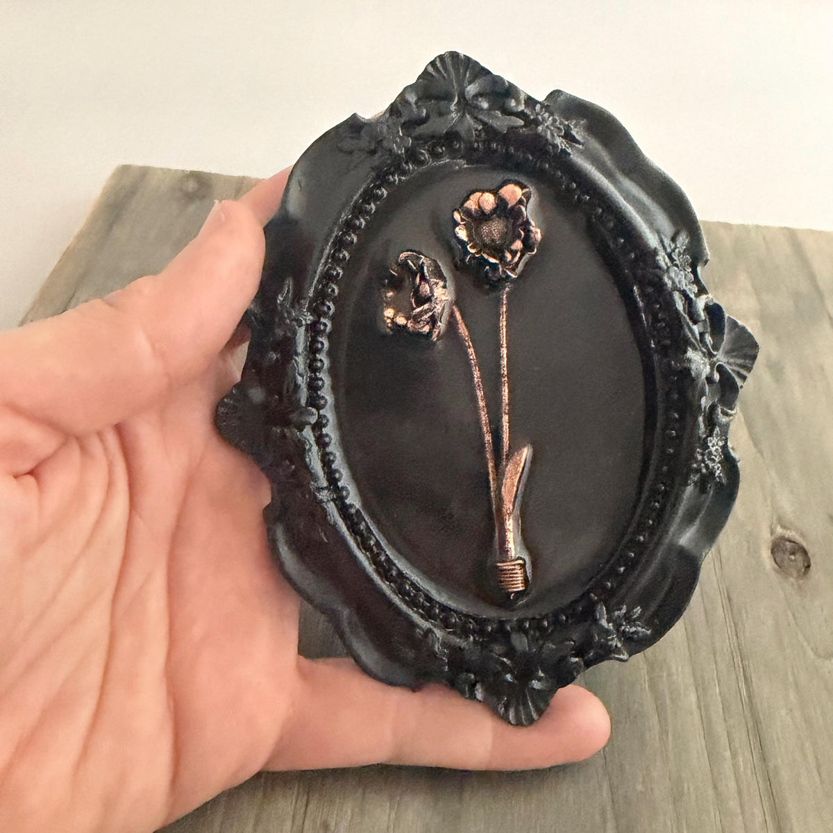 Electroformed Real Flower Wall Art in Ornate Oval Frame | Copper Preserved Botanical Decor | Boho Nature Gift | Pressed Flower Art