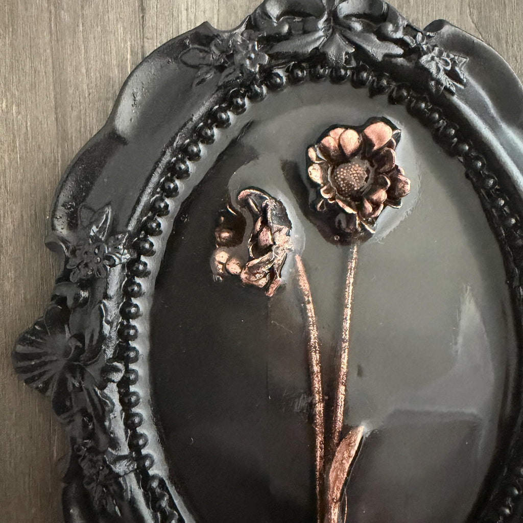 Electroformed Real Flower Wall Art in Ornate Oval Frame | Copper Preserved Botanical Decor | Boho Nature Gift | Pressed Flower Art