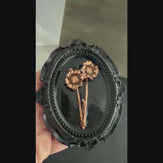 Electroformed Real Flower Wall Art in Ornate Oval Frame | Copper Preserved Botanical Decor | Boho Nature Gift | Pressed Flower Art