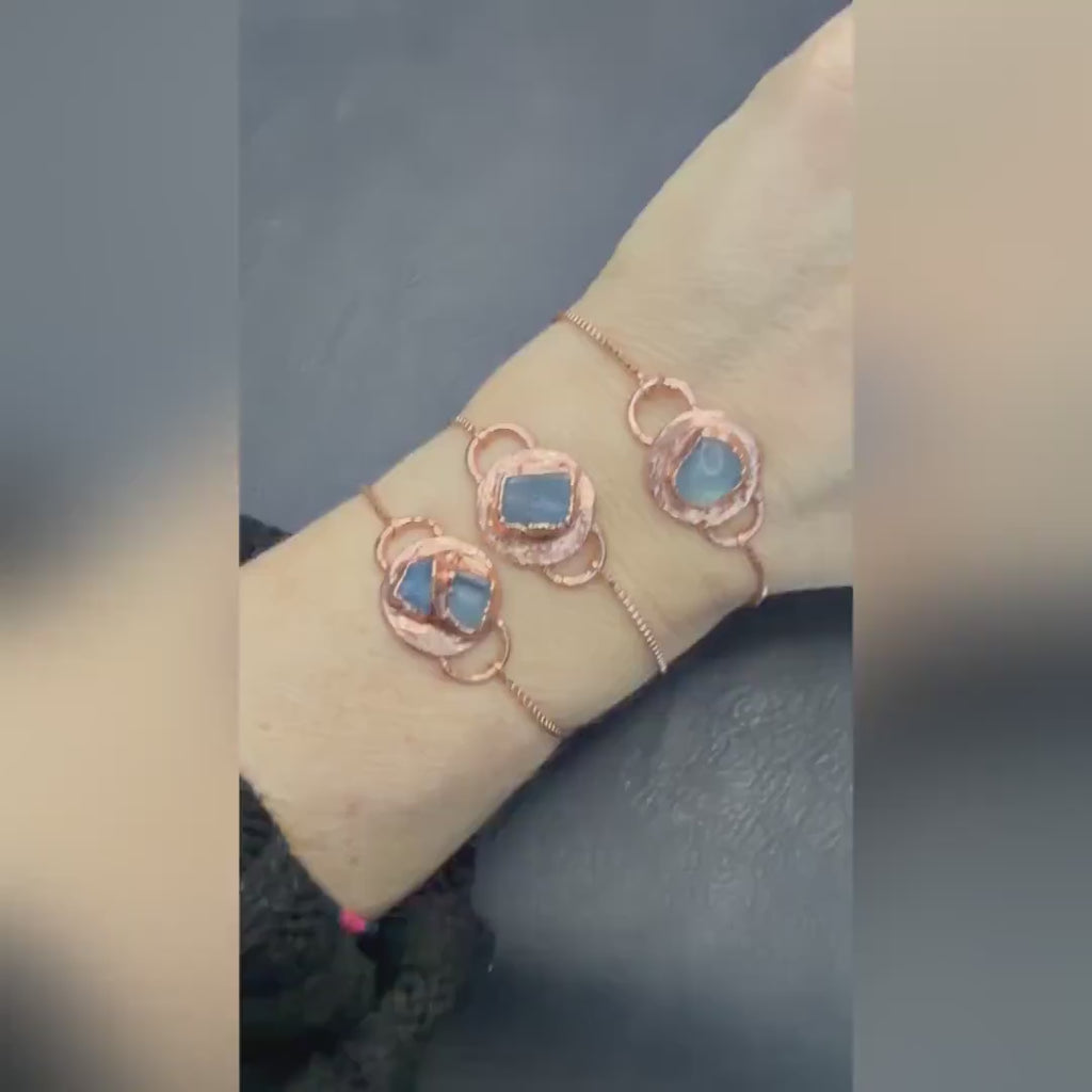 Aquamarine Circle Charm Bracelet