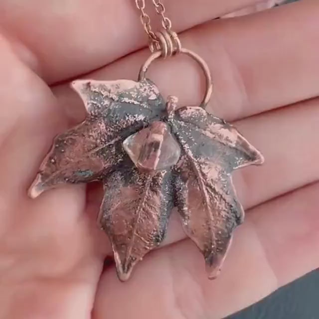 Herkimer Diamond Leaf Necklace