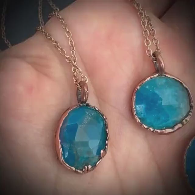 Blue Apatite Rose Cut Necklace