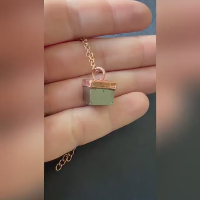 Electroformed Pyrite Cube Necklace