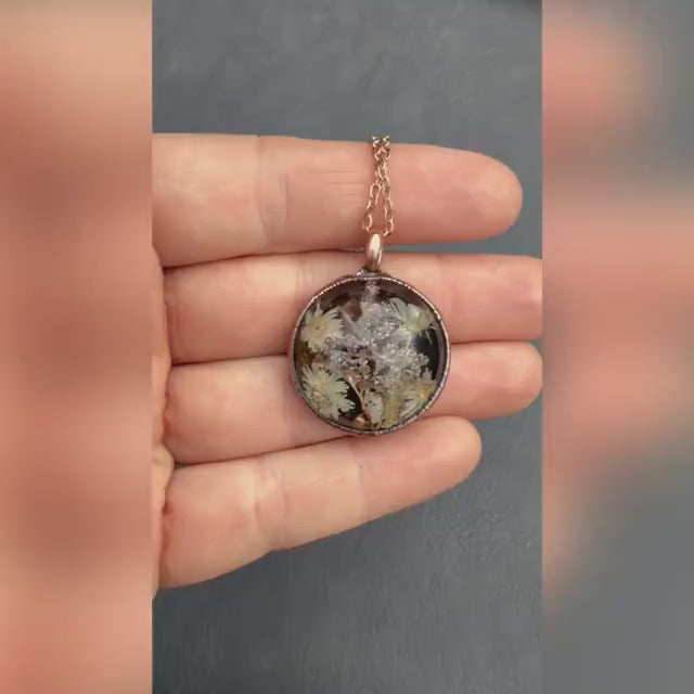 Flower Pendant: Dried Resin Necklace