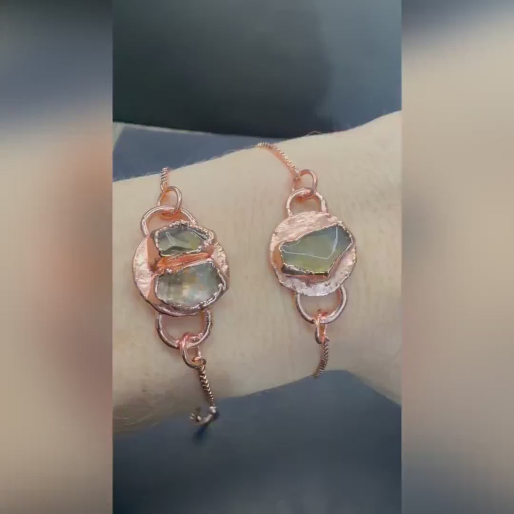 Citrine Circle Charm Adjustable Bracelet