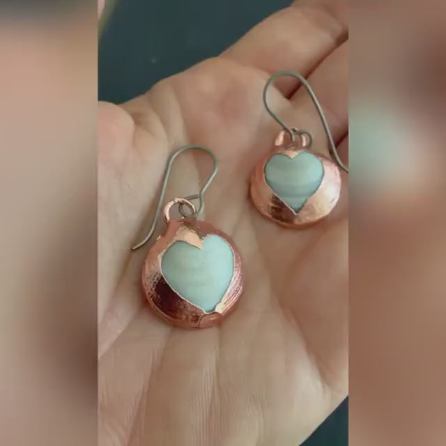 Electroformed Seashell Heart Earrings