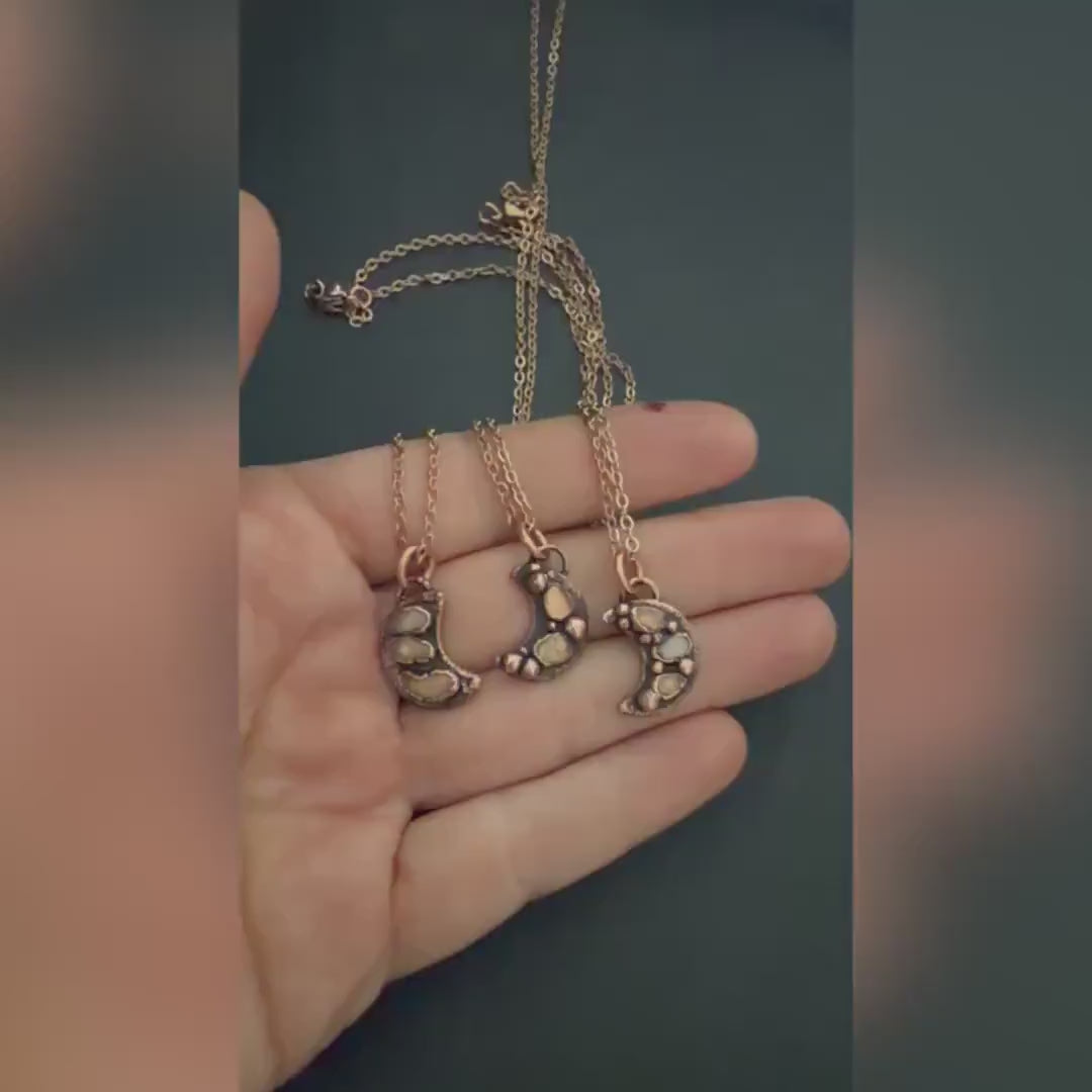 Welo Opal Moon Necklace